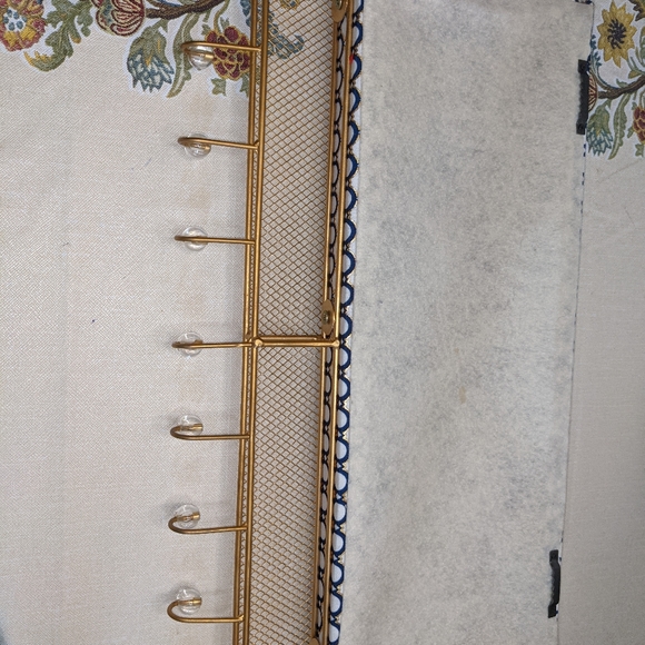 Upholstered wall key holder- Navy, gold & white - Picture 4 of 4